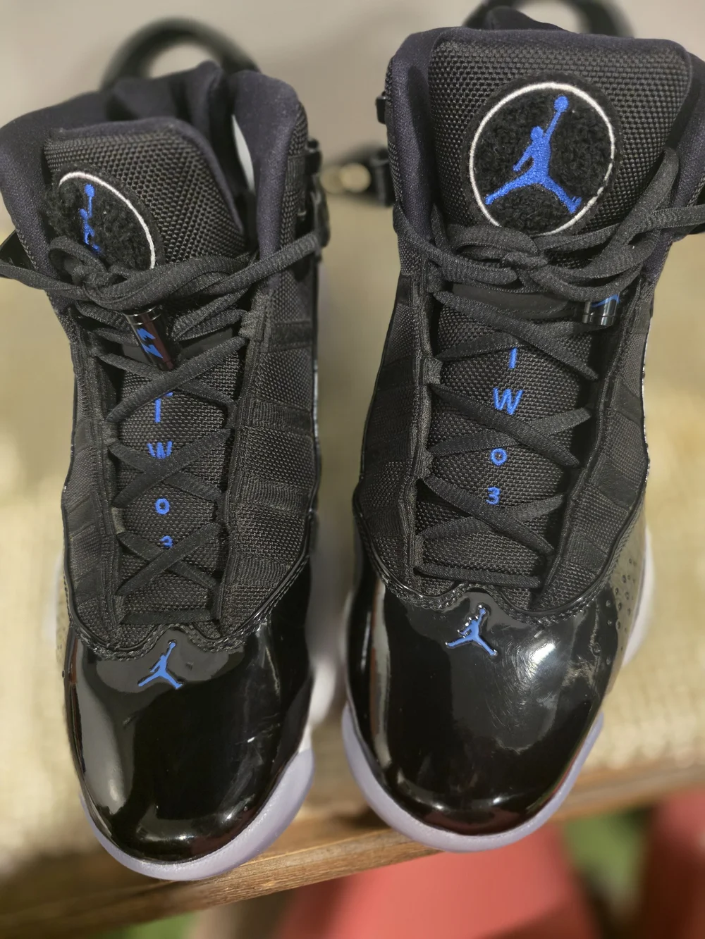 Air Jordan 6 Rings Black and True Blue Sneakers